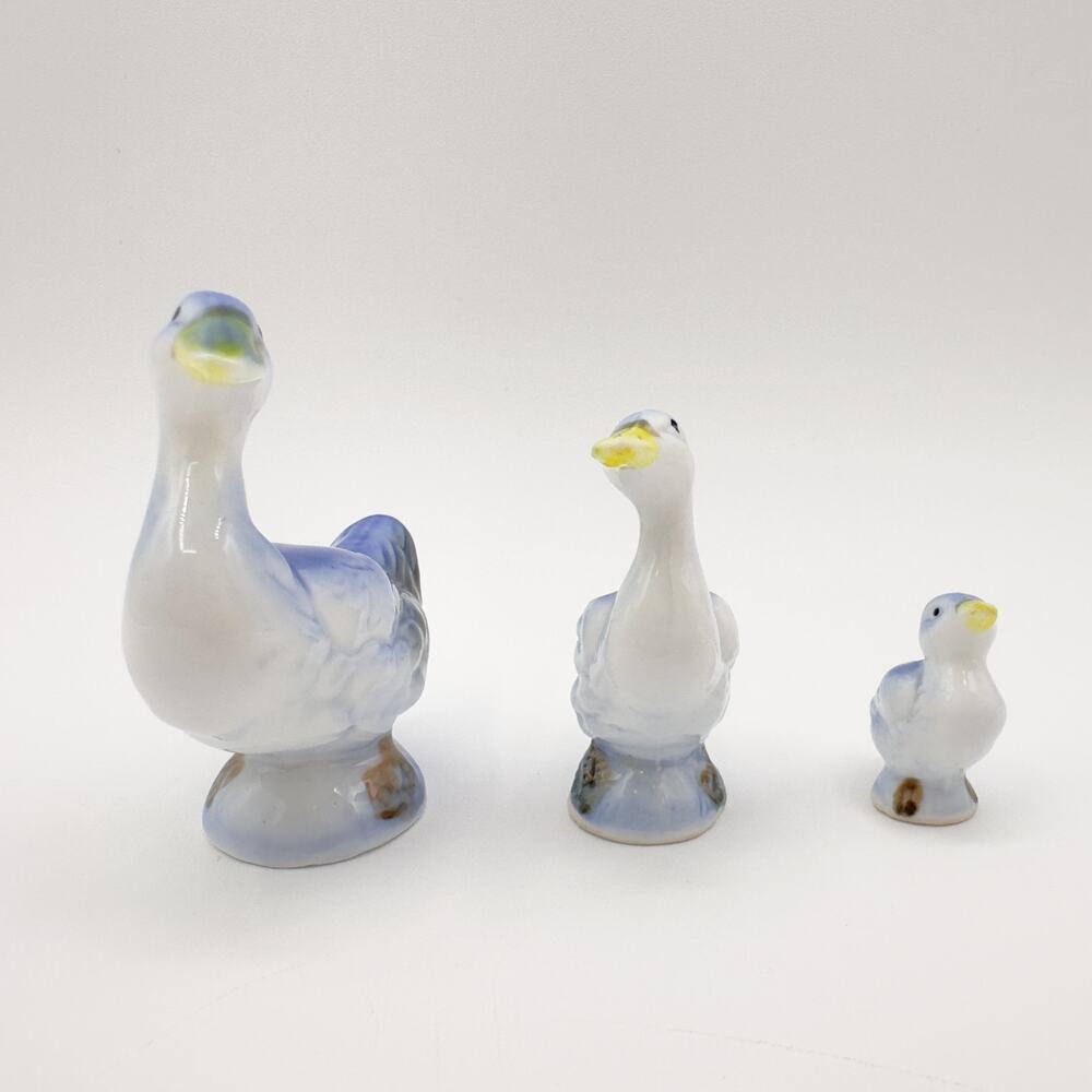 Mini Bone China Duck Family Figurines Porcelain Blue Ducks Geese Hand Painted - Picture 8 of 13